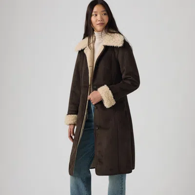 Levi's Faux Shearling Penny Lane Coat In Black