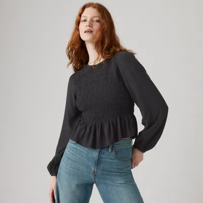Levi's Fleur Smocked Top In Gray