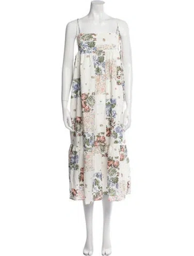 Pre-owned Levi's Floral Print Midi Length Dress In White