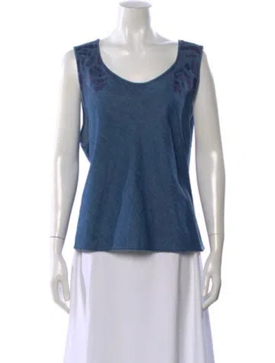 Pre-owned Levi's Floral Print Scoop Neck Top In Blue