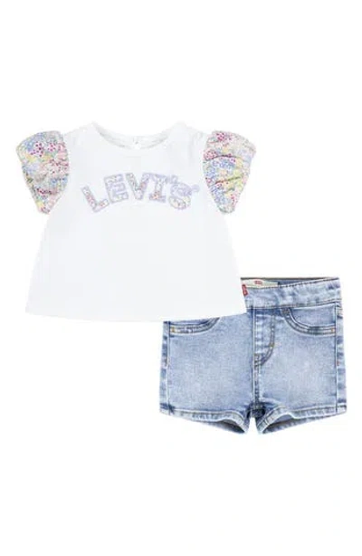 Levi's® Floral T-shirt & Denim Shorts Set In Sugar Swizzle