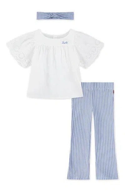 Levi's® Kids'  Flutter Sleeve Top, Leggings & Headband Set In White