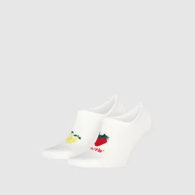 Levi's Footie Fruit Graphic Socks 2 Pack In White