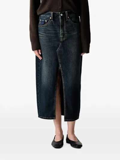 Levi's Front-slit Midi Skirt In Blue