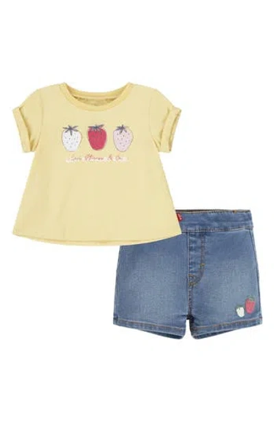Levi's® Fruity T-shirt & Denim Shorts Set In Golden Haze