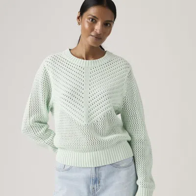 Levi's Gaelle Long-sleeve Crochet Pullover Sweater In Blue