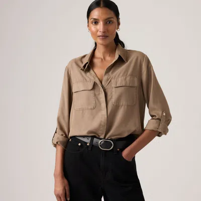 Levi's Garment Dye Elaine Utility Shirt In Brown