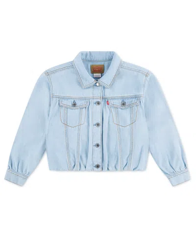 Levi's Kids' Girls' 4-6x Front-button Bubble Trucker Jacket In Blue