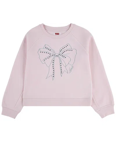 Levi's Kids' Girls' 4-16 Bow Crewneck Sweatshirt In Pink