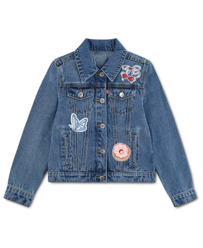 Levi's Kids' Girls' 4-6x Patched Denim Trucker Jacket In Blue
