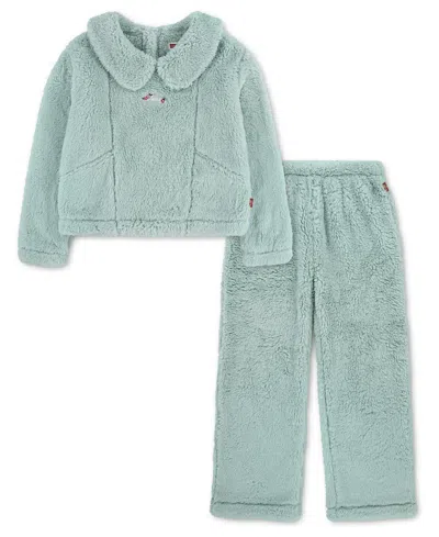 Levi's Kids' Girls' 4-6x Sherpa Top And Knit Pants, 2-piece Set In Blue