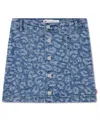 Levi's Girls 7-16 Leopard Denim Button Front Skirt In Blue