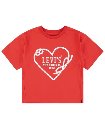 Levi's Kids' Girls 7-16 Meet And Greet Side Short-sleeve Split T-shirt In Red