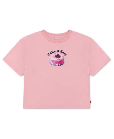 Levi's Kids' Girls' 7-16 Cake Boxy Crewneck T-shirt In Pink