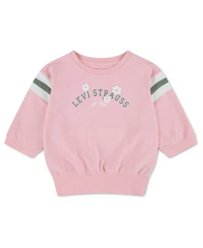 Levi's Kids' Girls' 7-16 Embroidered Crewneck Sweatshirt In Pink
