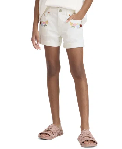 Levi's Kids' Girls' 7-16 Embroidered High-rise Crochet Applique Shorts In White