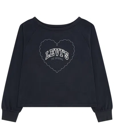 Levi's Kids' Girls' 7-16 Heart Knit Long-sleeve Top In Black