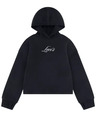 Levi's Kids' Girls' 7-16 Ribbed Long-sleeve Hoodie In Black