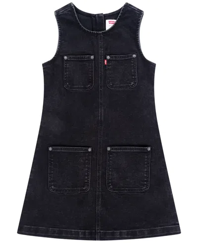 Levi's Kids' Girls' 7-16 Sleeveless Utility-inspired Denim Dress In Black