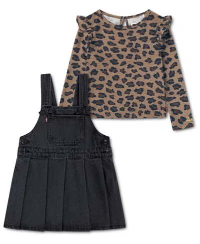 Levi's Babies' Girls Toddler 2t-4t 2-piece Leopard-printed Top And Pleated Skirtall Set In Multi
