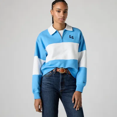 Levi's Graphic Banks Quarter Zip Sweatshirt In Blue