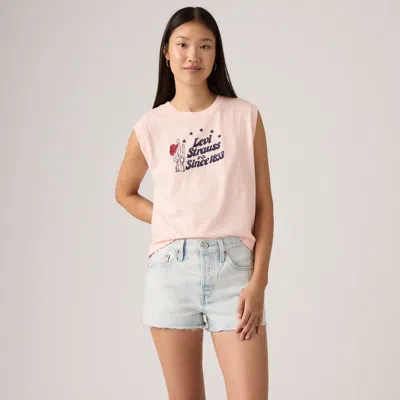 Levi's Graphic Boxy Tank Top In Pink