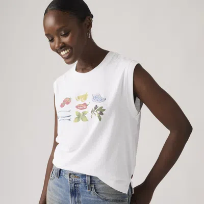 Levi's Graphic Boxy Tank Top In White