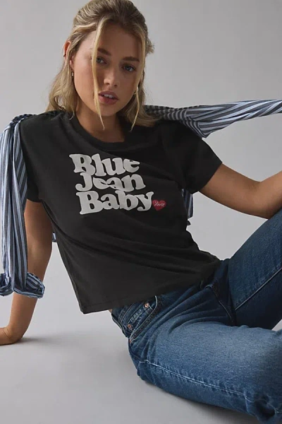 Levi's Blue Jean Baby Black Short Sleeve Cotton Graphic Tee In Animal Print
