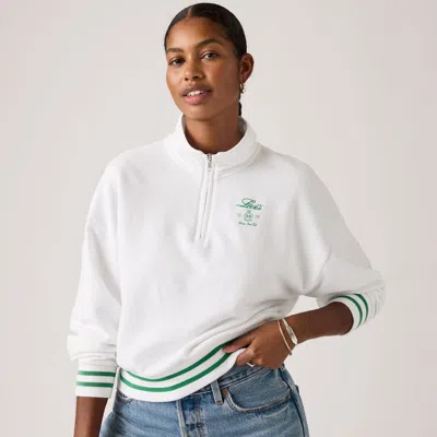 Levi's Graphic Everyday Quarter Zip Sweatshirt In White