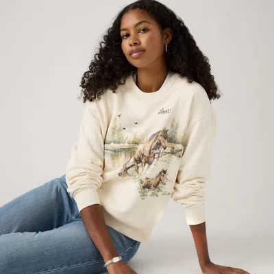 Levi's Graphic Heritage Crew Sweatshirt In White