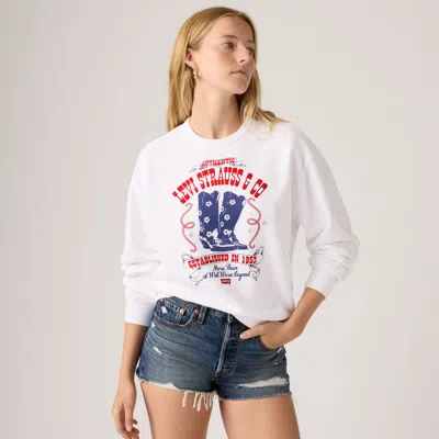 Levi's Graphic Heritage Crewneck Sweatshirt In White