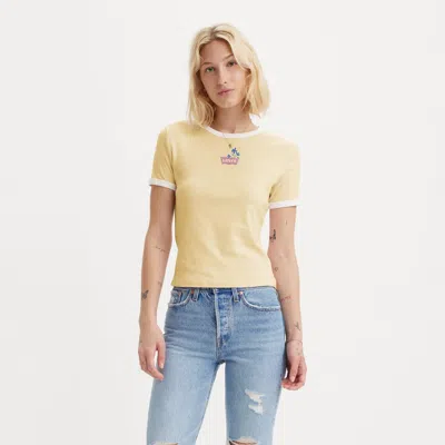 Levi's Graphic Rickie Ringer T-shirt In Gold