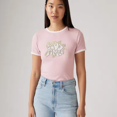 Levi's Graphic Rickie Ringer T-shirt In Pink