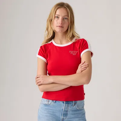 Levi's Graphic Riley Raglan Tee T-shirt In Red