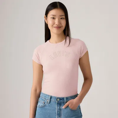 Levi's Graphic Riley Raglan T-shirt In Pearl Embellished