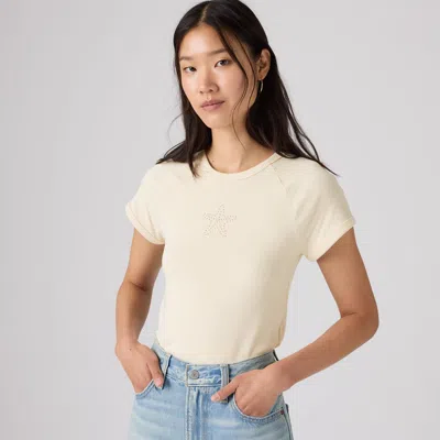 Levi's Graphic Riley Raglan T-shirt In Starfish Seedpearl