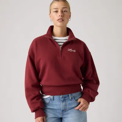 Levi's Graphic Vintage '80s Quarter-zip Sweatshirt In Burgundy