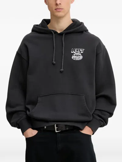Levi's Graphic-print Drawstring Hoodie In Black