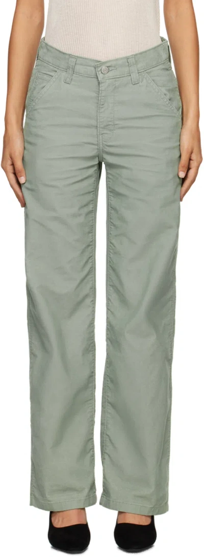 Levi's Green Baggy Carpenter Lightweight Trousers In Lily Pad