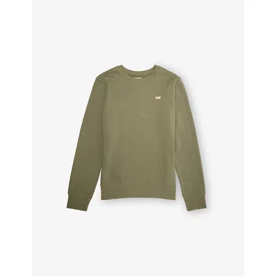 Levi's Kids' Green Logo-embroidered Crewneck Cotton-jersey Sweatshirt 10-16