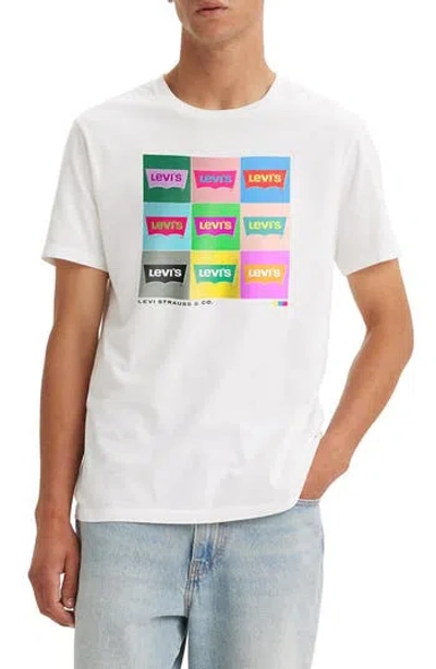 Levi's® Grid Logo Cotton Graphic T-shirt In White Graph