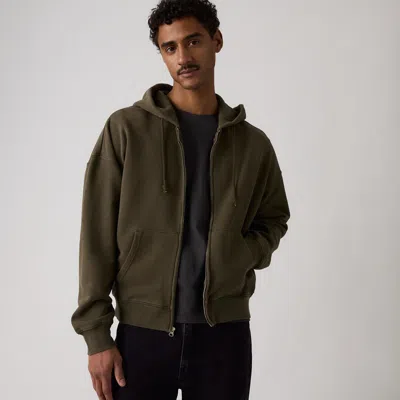 Levi's Grunge Wash Hayes Boxy Full-zip Sweatshirt In Green