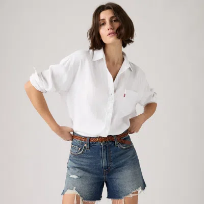 Levi's Harlie Boyfriend Linen Button Down Shirt In Bright White
