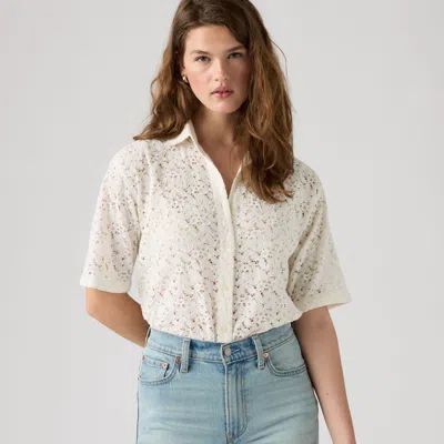 Levi's Harlie Short Sleeve Lace Shirt In White