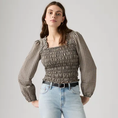 Levi's Heather Long Sleeve Ruched Blouse In Grey