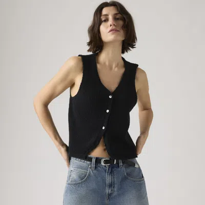 Levi's Helen Mini Boucle Vest In Black