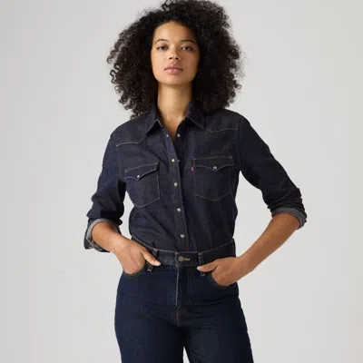 Levi's Heritage Western Denim Shirt In Medium Wash / First Impression Western