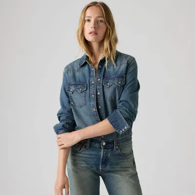 Levi's Heritage Western Sawtooth Button Down Shirt In Blue