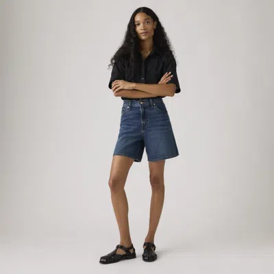 Levi's High Rise Baggy Shorts In Blue