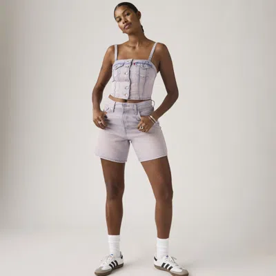 Levi's High Rise Baggy Shorts In Blue